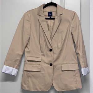Gap Khaki Blazer with Pinstripe Sleeve
